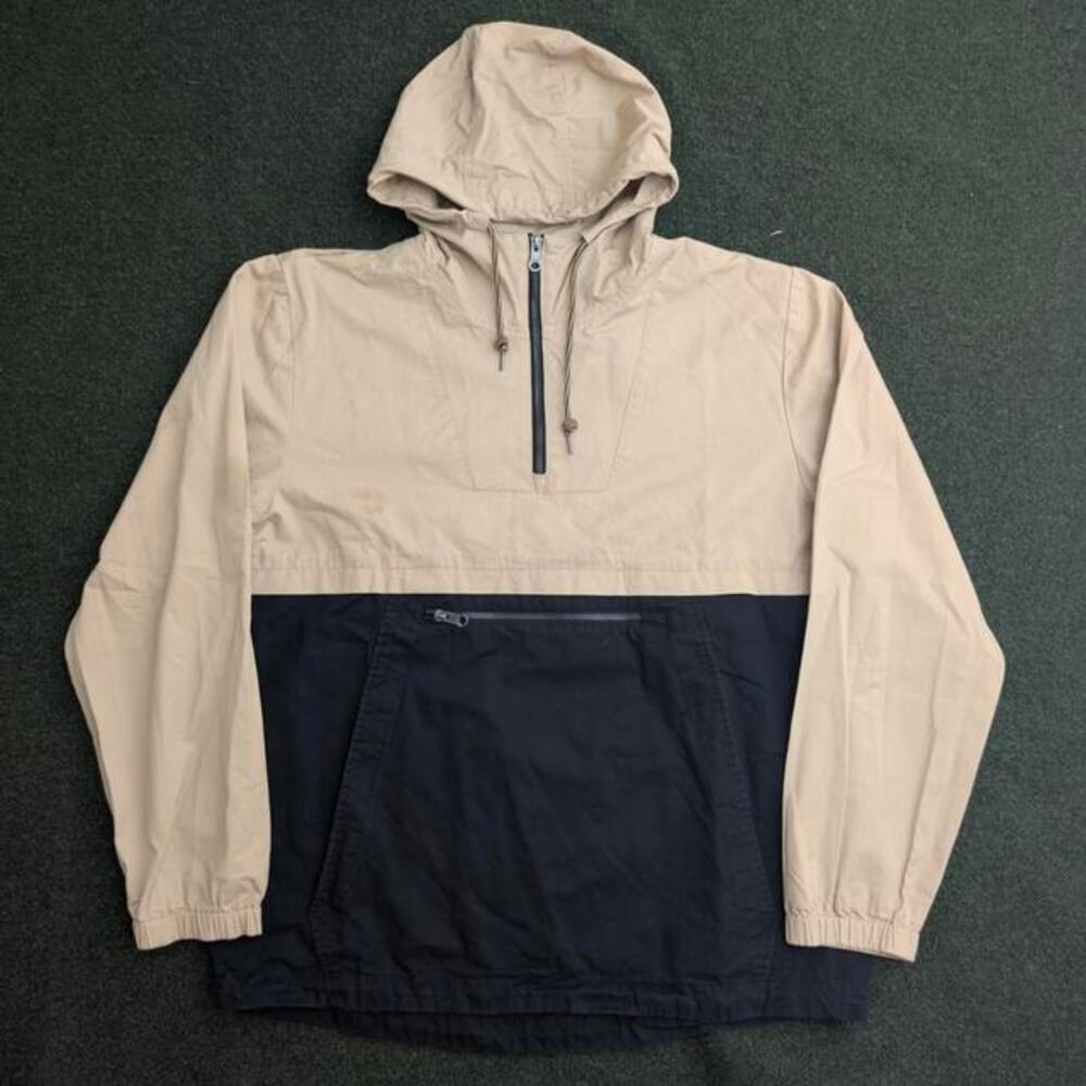 DRAVUS Colorblock Quarter-Zip Hooded Anorak Jacket Gorpcore Tan Black XL